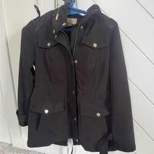 Michael Kors Black Utility Jacket with Gold Accents
